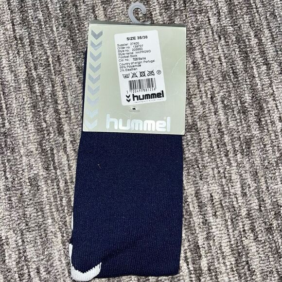 Hummel‎ Size 35/38 HML Promo Football Socks Marine Navy Blue knee High NWT - Picture 4 of 5
